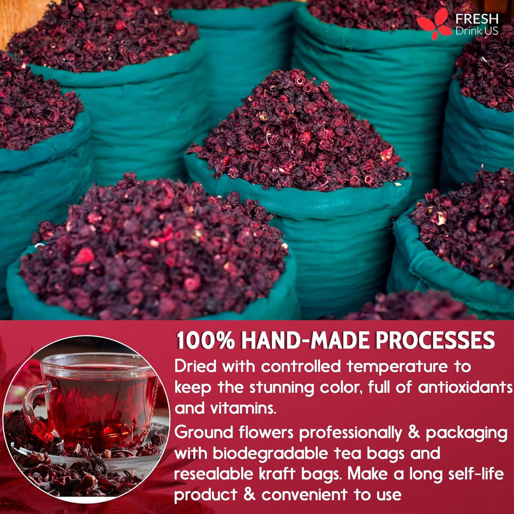 Hibiscus Dried Flowers Tea Bags — 100% Natural Herbal Tea
