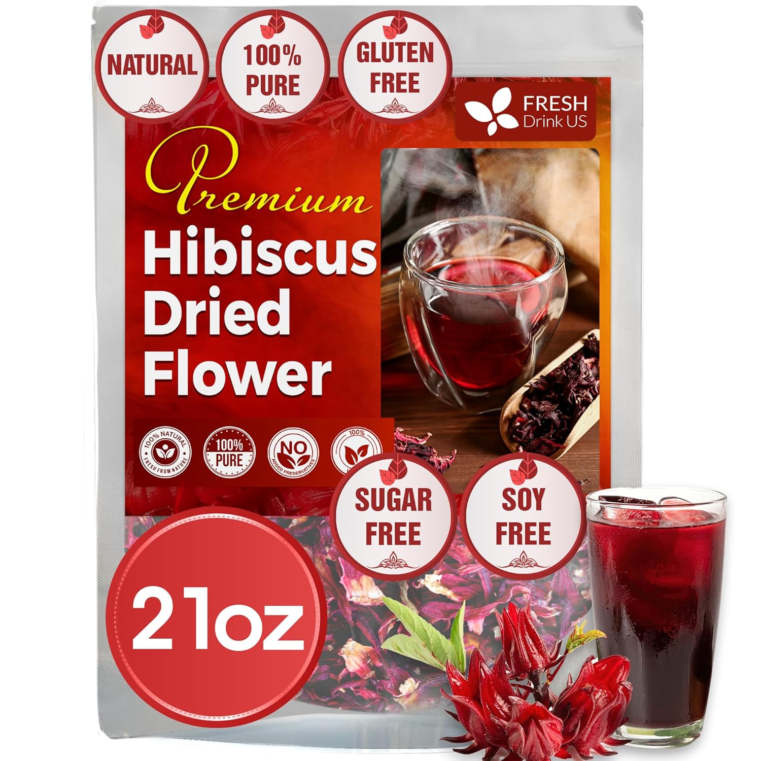 Hibiscus Dried Flowers Tea Bags — 100% Natural Herbal Tea