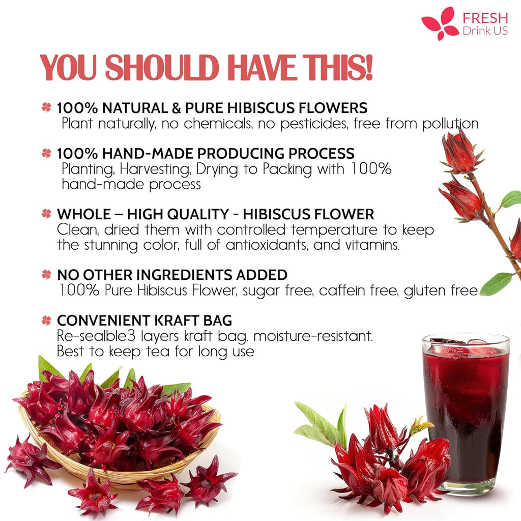 Hibiscus Dried Flowers Tea Bags — 100% Natural Herbal Tea