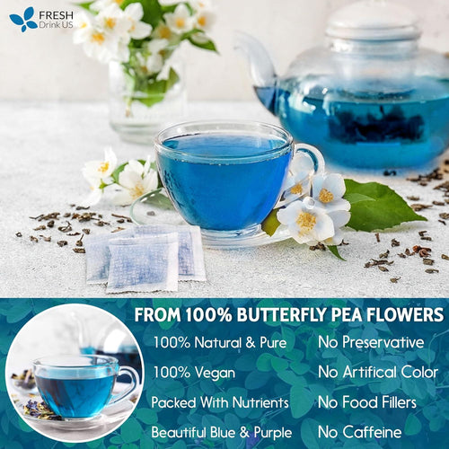 Butterfly Pea Flower Tea Bags — 100% Natural Herbal Tea