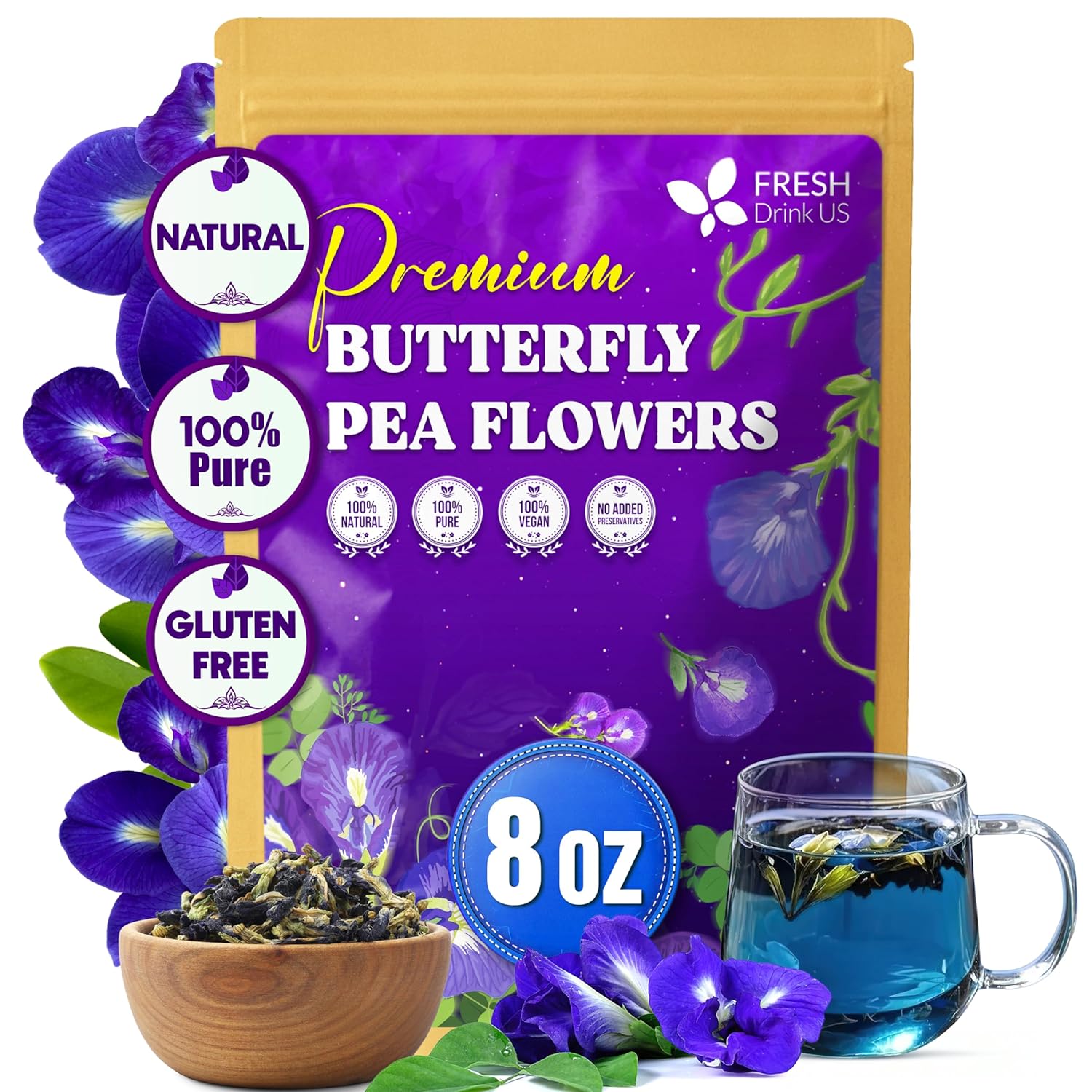 Butterfly Pea Flower Tea Bags — 100% Natural Herbal Tea