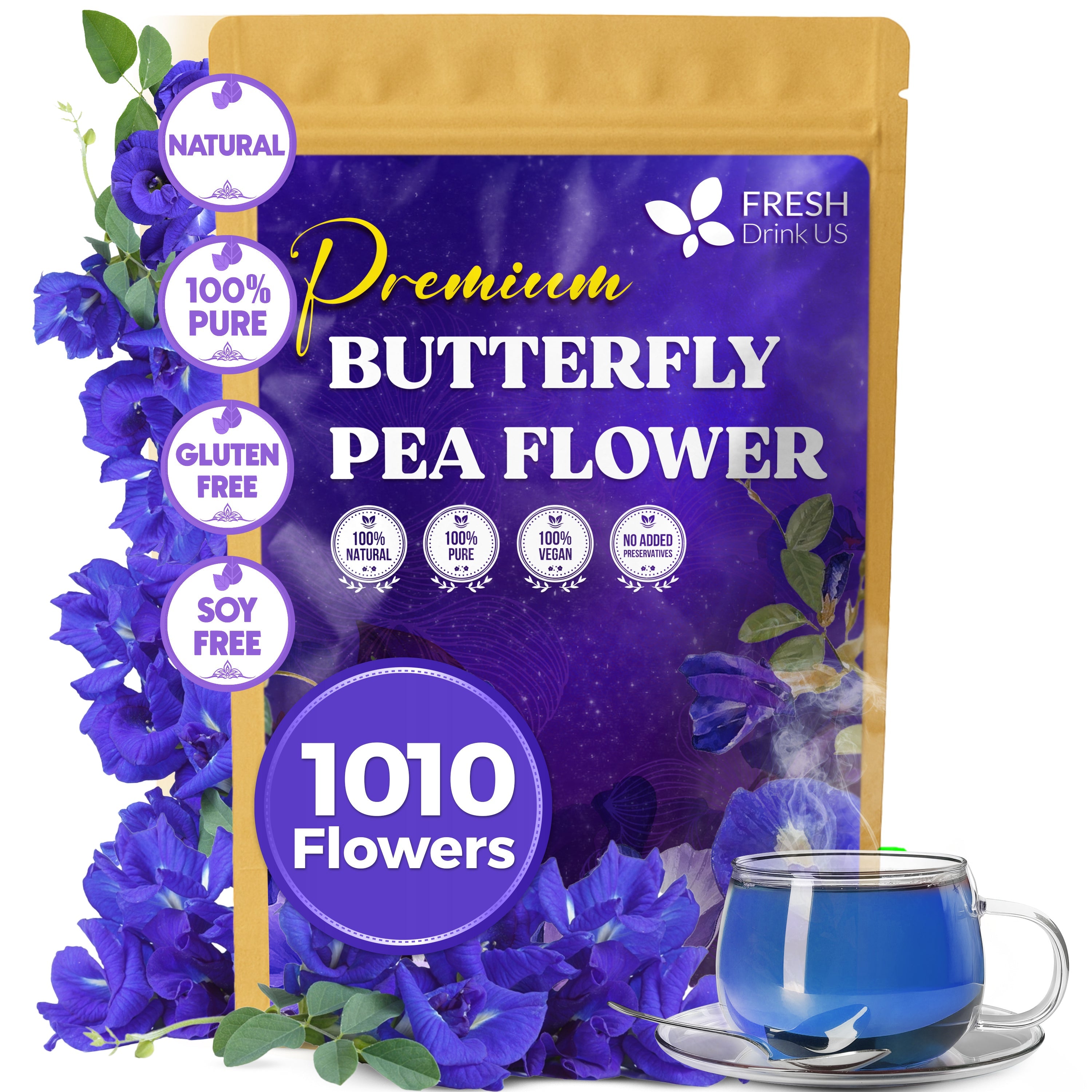 Butterfly Pea Flower Tea Bags — 100% Natural Herbal Tea