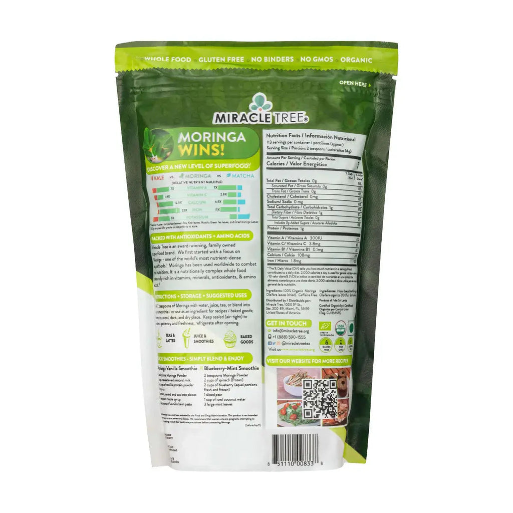 Organic Moringa Powder - 16oz Pouch (1 lb)